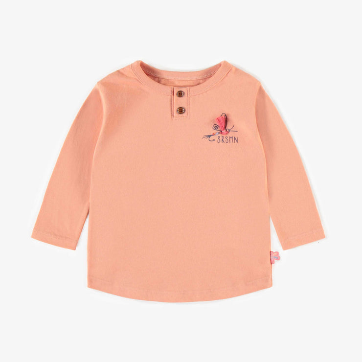 T-shirt orange pâle à manches longues en coton, baby || Light orange long-sleeved t-shirt in cotton, baby