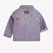 Surchemise mauve en denim sergé coloré souple, bébé || Purple colored denim shirt, baby