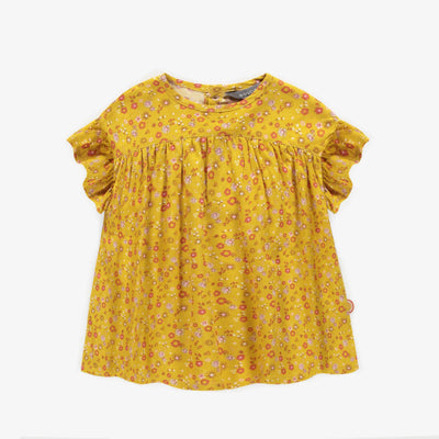 Robe jaune fleurie en viscose, bébé || Yellow flowery dress in viscose, baby