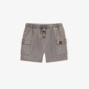 Short gris en twill avec grandes poches, bébé || Grey short in twill with large pockets, baby