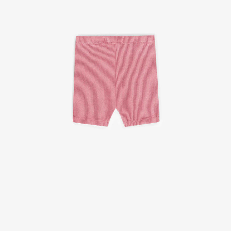Legging court rose en tricot côtelé irrégulier, bébé || Pink short legging in irregular ribbed knit, baby
