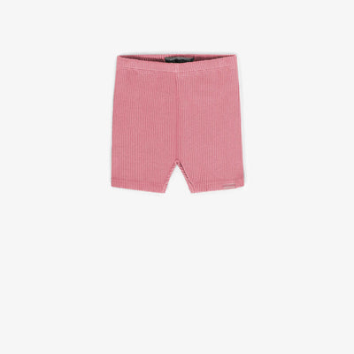 Legging court rose en tricot côtelé irrégulier, bébé || Pink short legging in irregular ribbed knit, baby