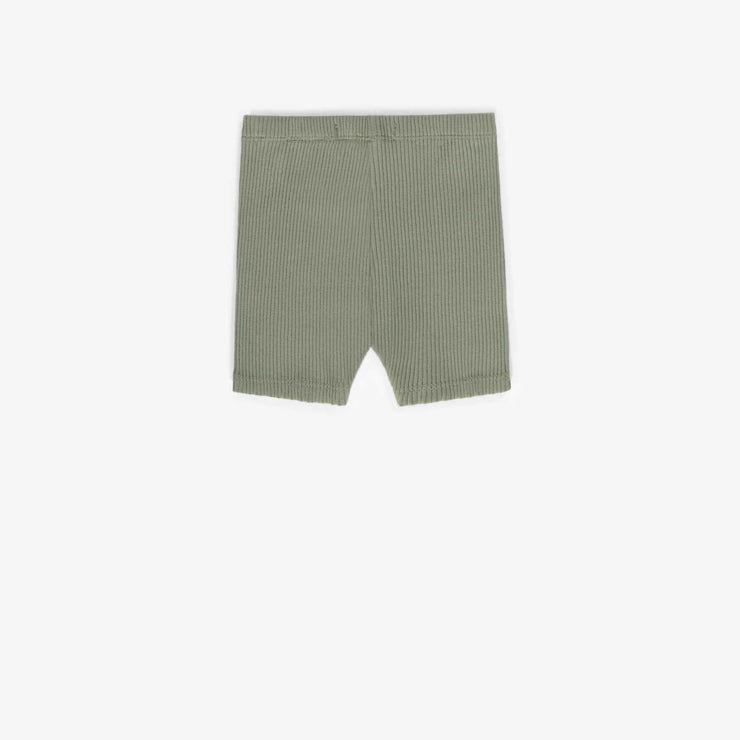Legging court vert en tricot côtelé irrégulier, bébé || Green short legging in irregular ribbed knit, baby