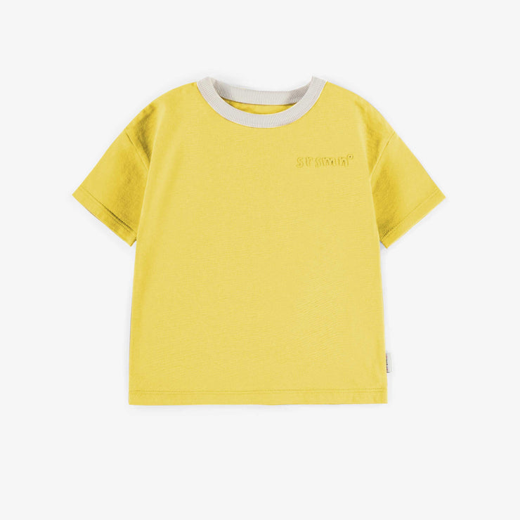 T-shirt jaune à manches courtes en coton, bébé || Yellow short-sleeved t-shirt in cotton, baby