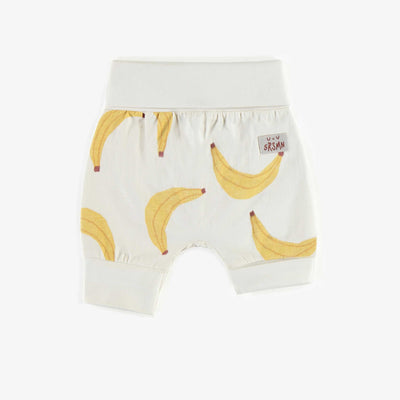 Short évolutif ivoire avec des bananes jaunes en jersey, bébé || Ivory evolutive shorts with yellow bananas in jersey, baby
