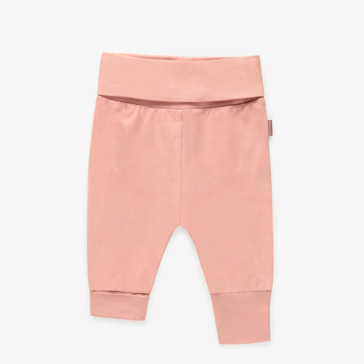 Pantalon évolutif rose pâle uni en jersey extensible, bébé || Plain light pink evolutive pants in stretch jersey, baby
