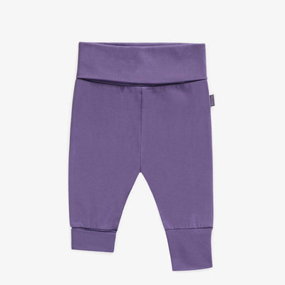 Pantalon évolutif mauve foncé uni en jersey extensible, bébé || Plain dark purple evolutive pants in stretch jersey, baby