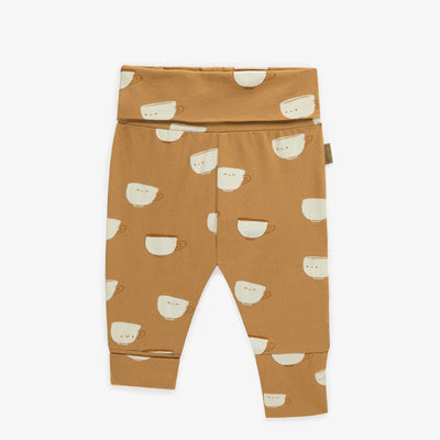 Pantalon évolutif brun avec motif de tasses en coton, bébé || Brown evolutive pants with mugs  pattern in cotton, baby