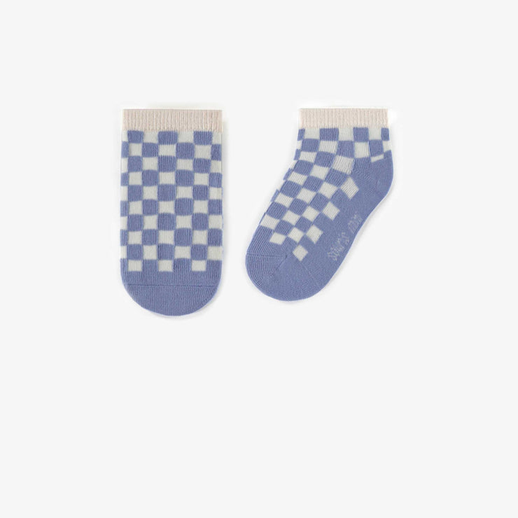Chaussettes courtes mauves à carreaux, bébé || Purple plaid short socks, baby