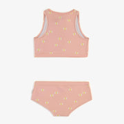 Maillot deux pièces rose avec petits papillons, enfant || Pink two-piece swimsuit with small butterflies, child