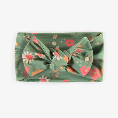 Bandeau de bain vert fleuri, enfant || Flowery green headband, child