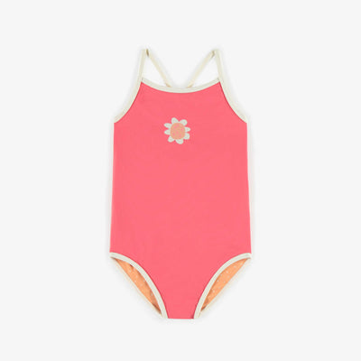 Maillot de bain une pièce réversible rose et orange, enfant || Reversible orange and pink one-piece swimsuit, child