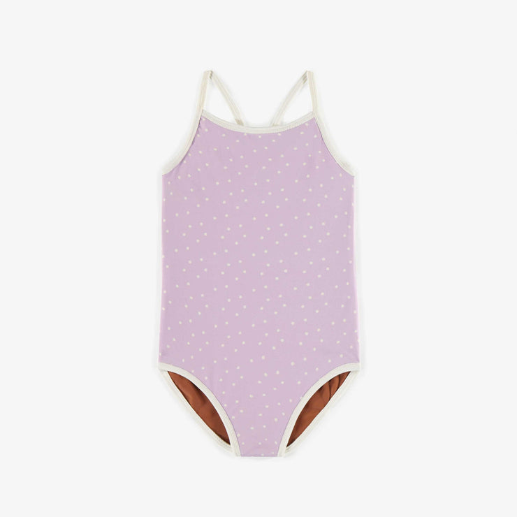 Maillot de bain une pièce réversible mauve et brun, enfant || Reversible purple and brown one-piece swimsuit, child
