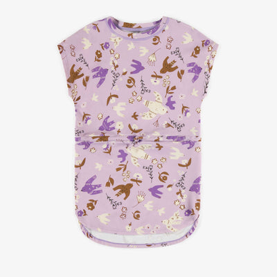 Robe de bain mauve à motif d’oiseaux, enfant || Purple bathing dress with birds pattern, child