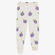 Pyjama deux pièces ivoire à motif de prunes en jersey, enfant || Ivory two pieces pyjama with plums pattern in jersey, child