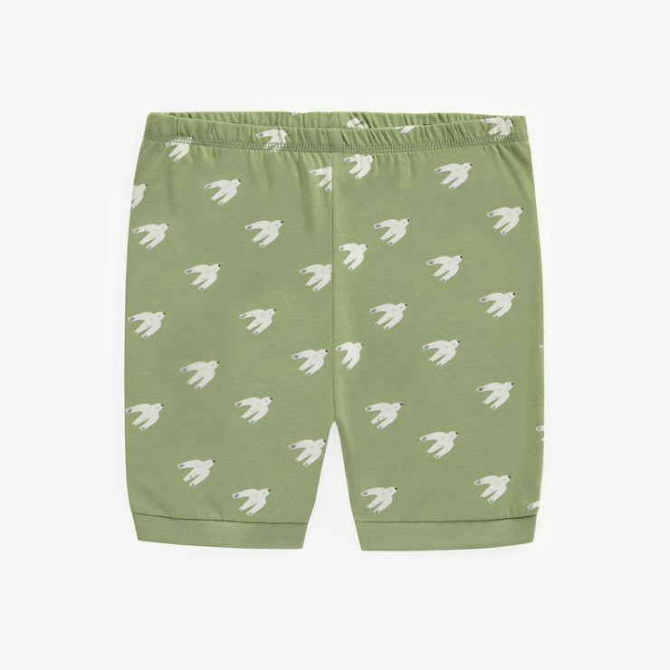 Pyjama d’oiseaux vert et crème en coton, enfant || Birds pattern pajama green and cream in cotton, child