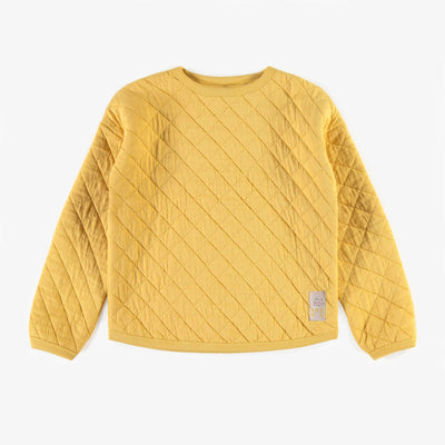 Chandail à manches longues jaune en jersey matelassé, enfant || Yellow sweater in quilted jersey, child