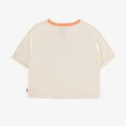 T-shirt « crop » crème en coton, enfant || Cream crop t-shirt in cotton, child
