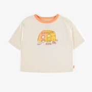 T-shirt « crop » crème en coton, enfant || Cream crop t-shirt in cotton, child