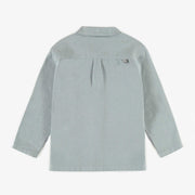 Chemise bleue à manches longues de lin et de coton, enfant || Blue long-sleeved shirt in linen and cotton, child
