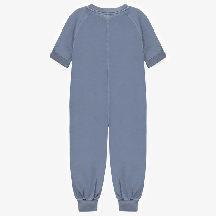 Une-pièce long bleu à manches courtes, enfant || Long blue one piece with short sleeved, child