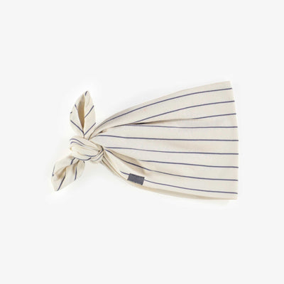 Bandeau crème ligné bleu en jersey, enfant || Cream headband with blue stripes in cotton, child