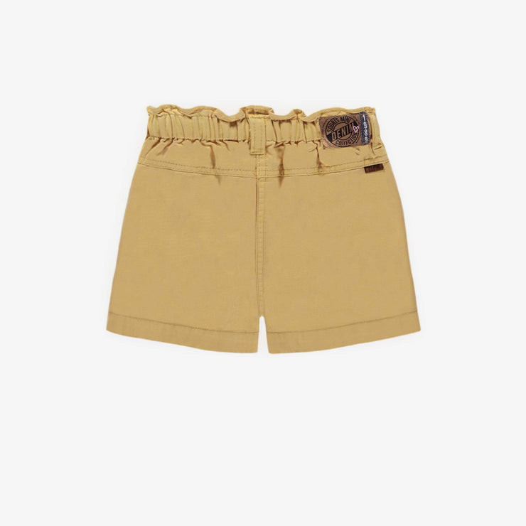 Short en denim coloré jaune de coupe décontracté, enfant || Yellow colored denim pants with casual fit, child