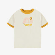 T-shirt crème en coton coupe droite, enfant || Cream t-shirt straight fit in cotton, child