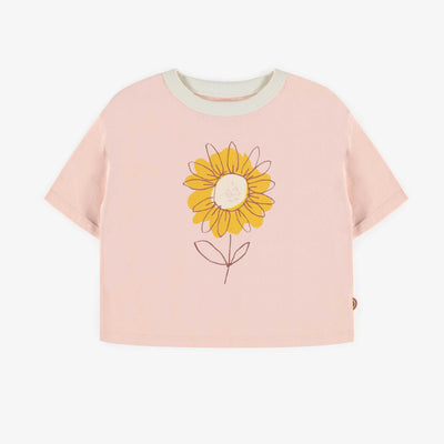 T-shirt « crop » rose en coton, enfant || Pink crop t-shirt in cotton, child