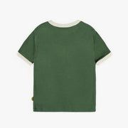 T-shirt vert coupe droite en coton extensible, enfant || Green t-shirt straight fit in stretch cotton, child