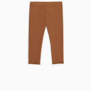 Legging 3/4 brun en tricot côtelé irrégulier, enfant || Brown 3/4 legging in irregular rib knit, child