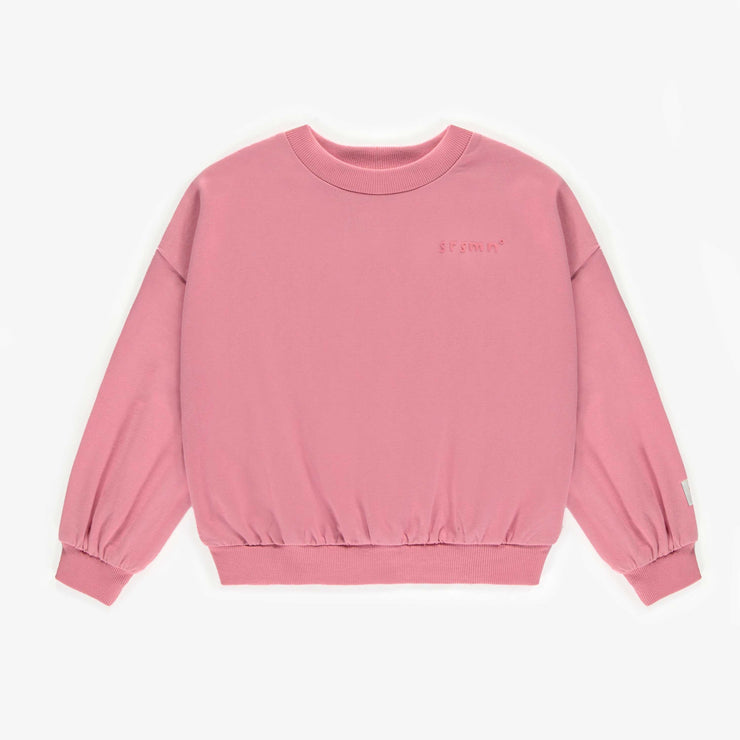 Chandail rose en coton doux et épais, enfant || Pink sweater in heavy and soft cotton, child