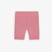 Legging court rose en tricot côtelé irrégulier, enfant || Pink short legging in irregular rib knit, child