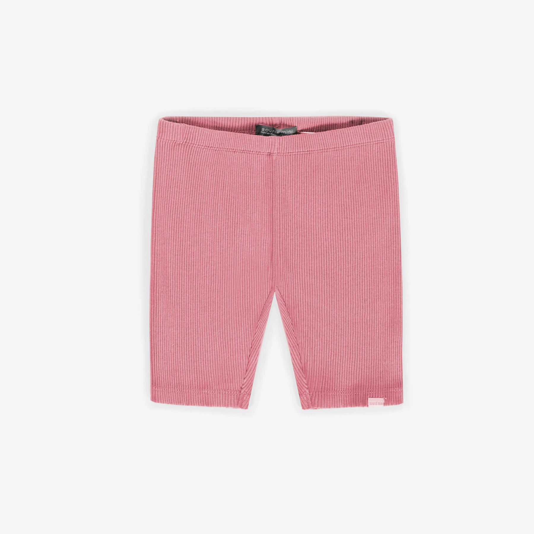 Pink short legging in irregular rib knit, child - Souris Mini