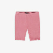 Legging court rose en tricot côtelé irrégulier, enfant || Pink short legging in irregular rib knit, child