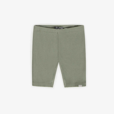 Legging court vert en tricot côtelé irrégulier, enfant || Green short legging in irregular rib knit, child
