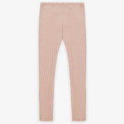 Legging long rose pâle en coton côtelé, enfant || Light pink long legging in iribbed cotton, child