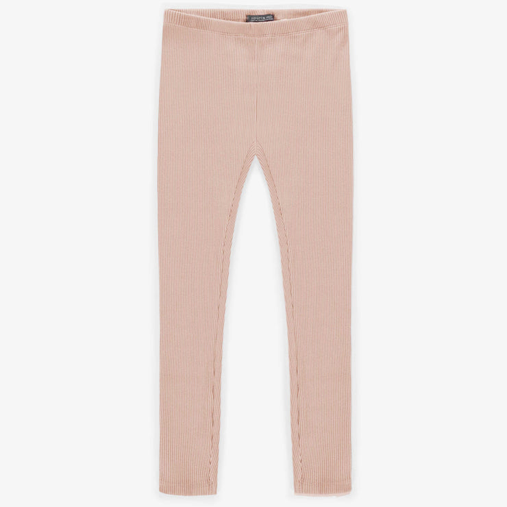 Legging long rose pâle en coton côtelé, enfant || Light pink long legging in iribbed cotton, child