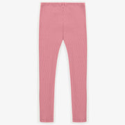 Legging long rose en coton côtelé, enfant || Pink long legging in ribbed cotton, child