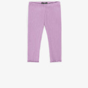 Legging mauve 3/4 en coton côtelé, enfant || Purple 3/4 legging in ribbed cotton, child
