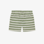 Short décontracté verte ligné en coton doux, enfant || Green striped casual shorts in soft cotton, child