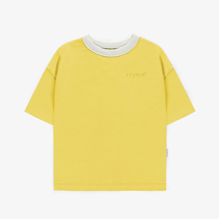 T-shirt jaune à manches courtes en coton, enfant || Yellow short-sleeved t-shirt in cotton, child