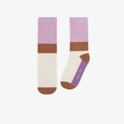 Chaussettes mauves avec bloc de couleurs, enfant || Purple socks with color block, child