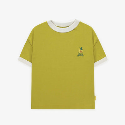 T-shirt lime à manches courtes en coton, enfant || Lime short-sleeved t-shirt in cotton, child