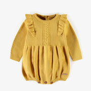 Une-pièce jaune en maille, naissance || Yellow one-piece in knitwear, newborn