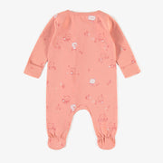 Pyjama rose à motifs en coton biologique, naissance || Pink patterned pajamas in organic cotton, newborn