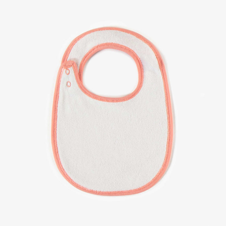 Bavoir rose à motifs en coton biologique, naissance || Pink patterned bib in organic cotton, newborn