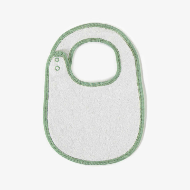 Bavoir vert à motifs en coton biologique, naissance || Green patterned bib in organic cotton, newborn