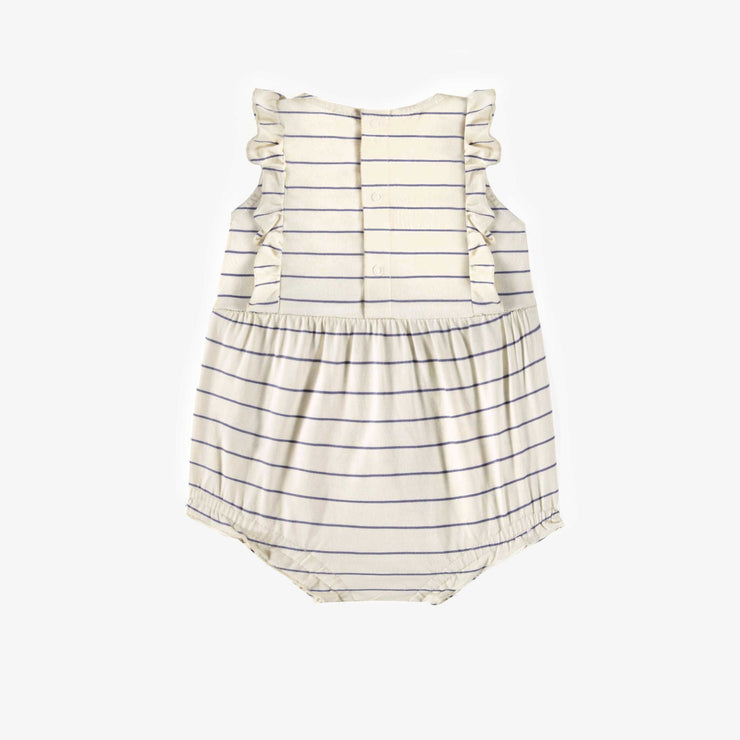 Une-pièce crème ligné en jersey, naissance || Cream striped pattern one-piece in jersey, newborn
