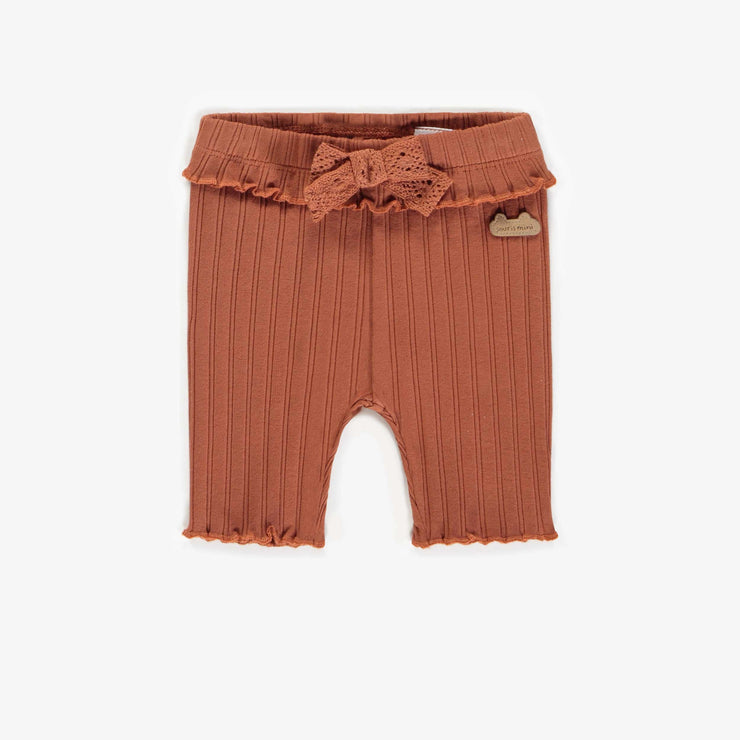 Legging court rouille en maille irrégulière, naissance || Rust short legging in irregular knit, newborn